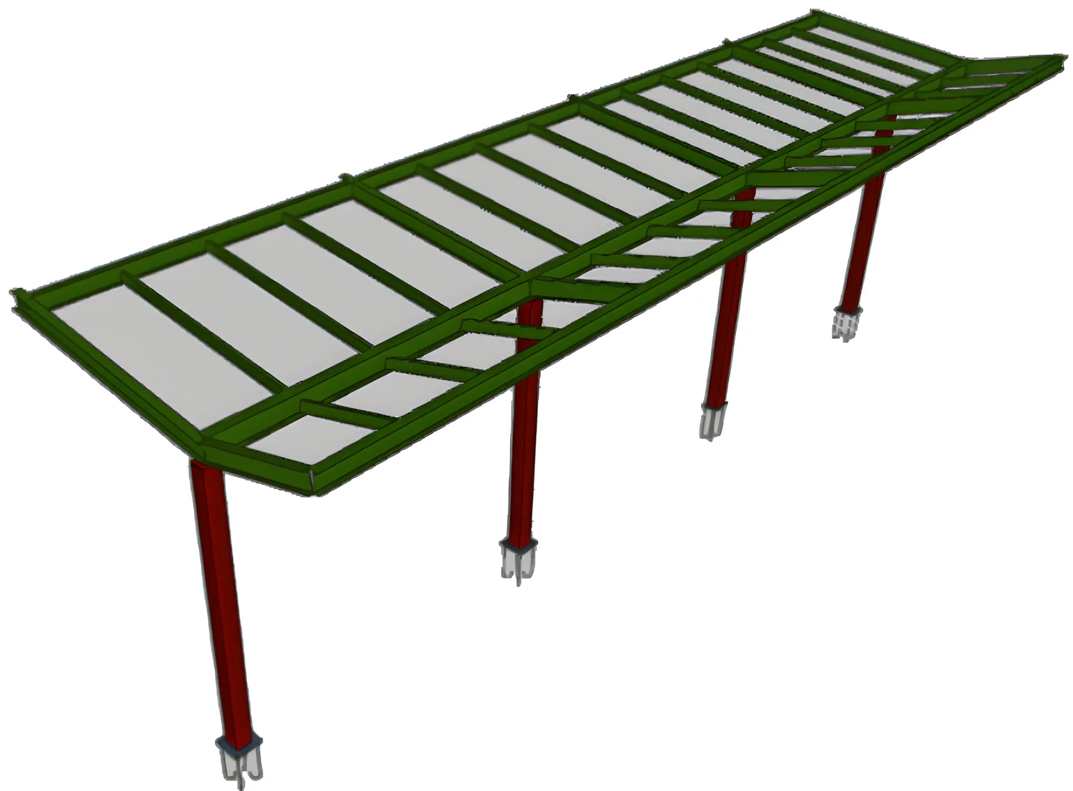 Modelo estructural de pérgola metálica en voladizo