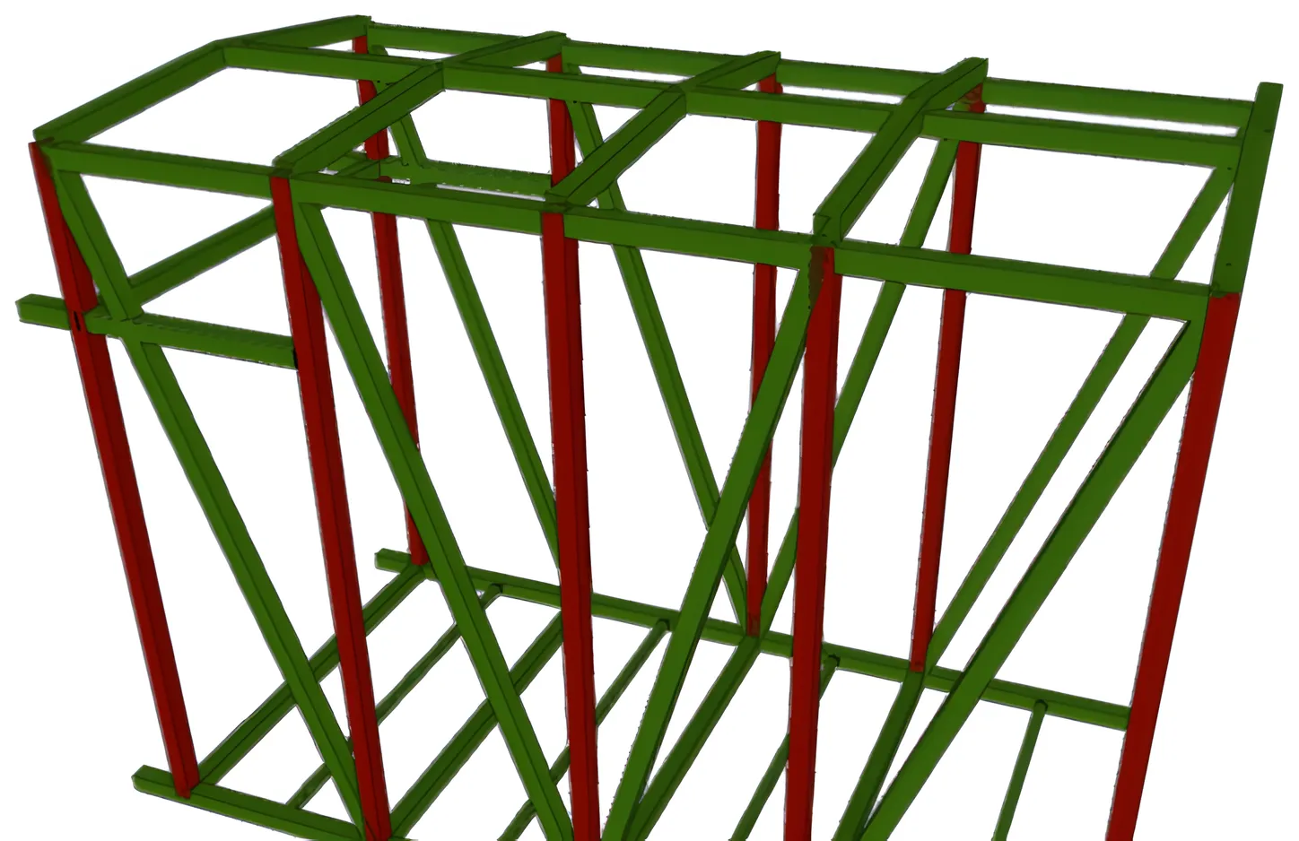 Modelo estructural de puente peatonal metálico entre dos torres en Bogotá